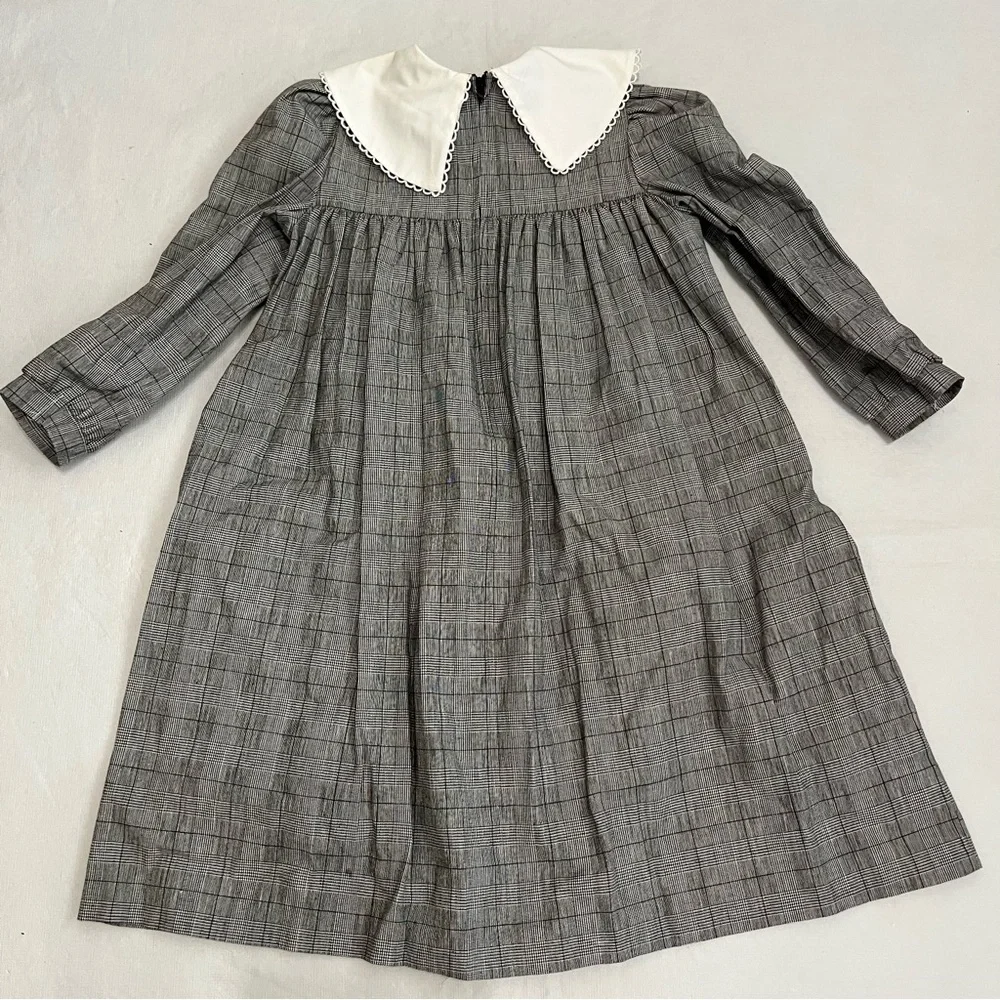 Vintage Lillibit Plaid Dress White Collar